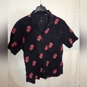 H&M Black Shirt with Red Rolling Stones Logo